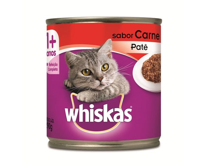 Ração Úmida Whiskas Lata Patê de Carne para Gatos Adultos - 290g