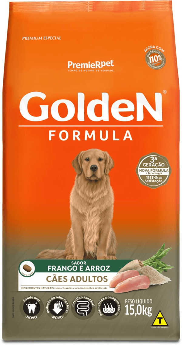 Ração Golden Fórmula Cães Adultos Frango e Arroz 15kg
