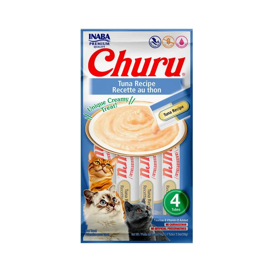 Petisco Cremoso Inaba Churu Gatos Atum 4 unidades 14g
