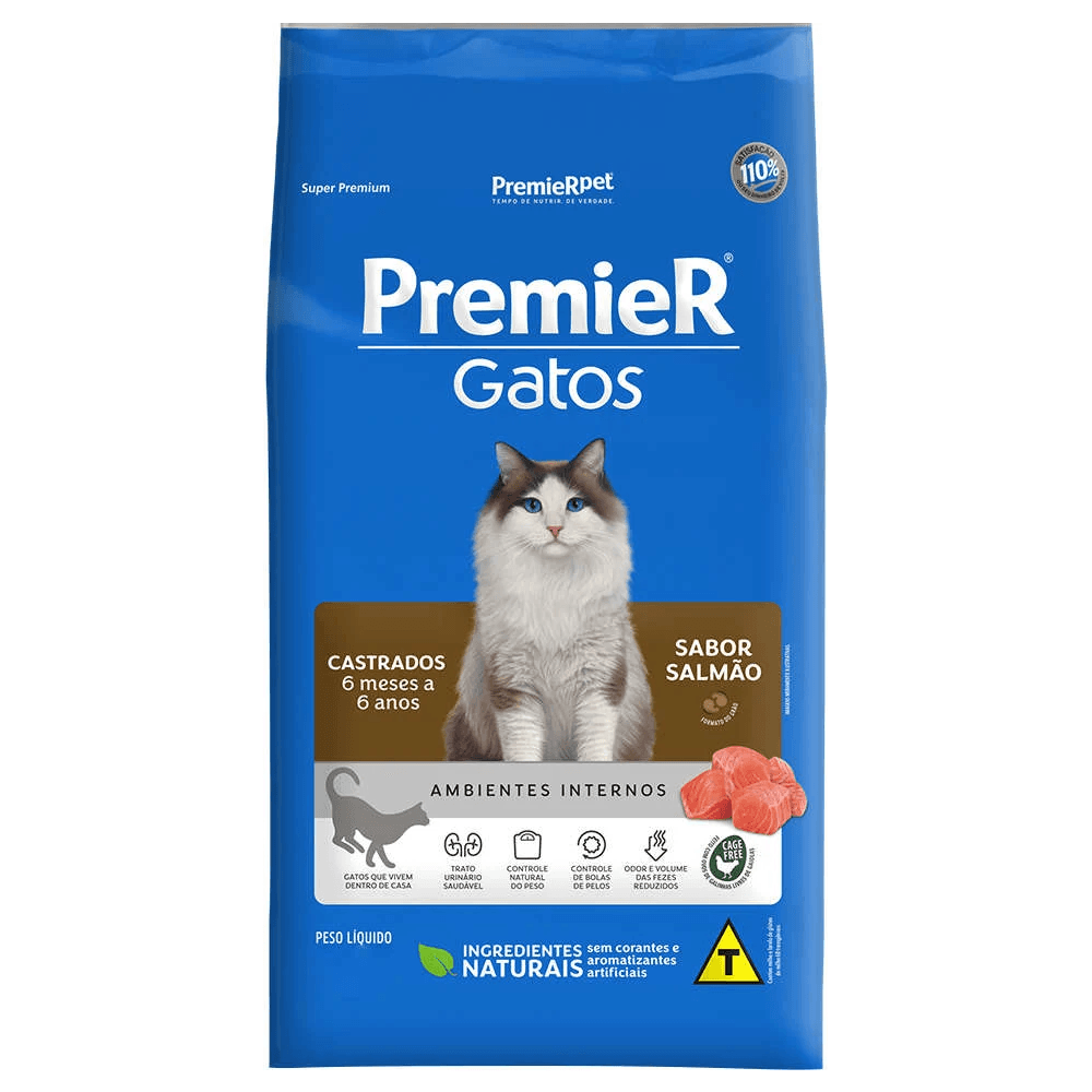 Ração Premier Gatos Castrados Salmão 7,5kg